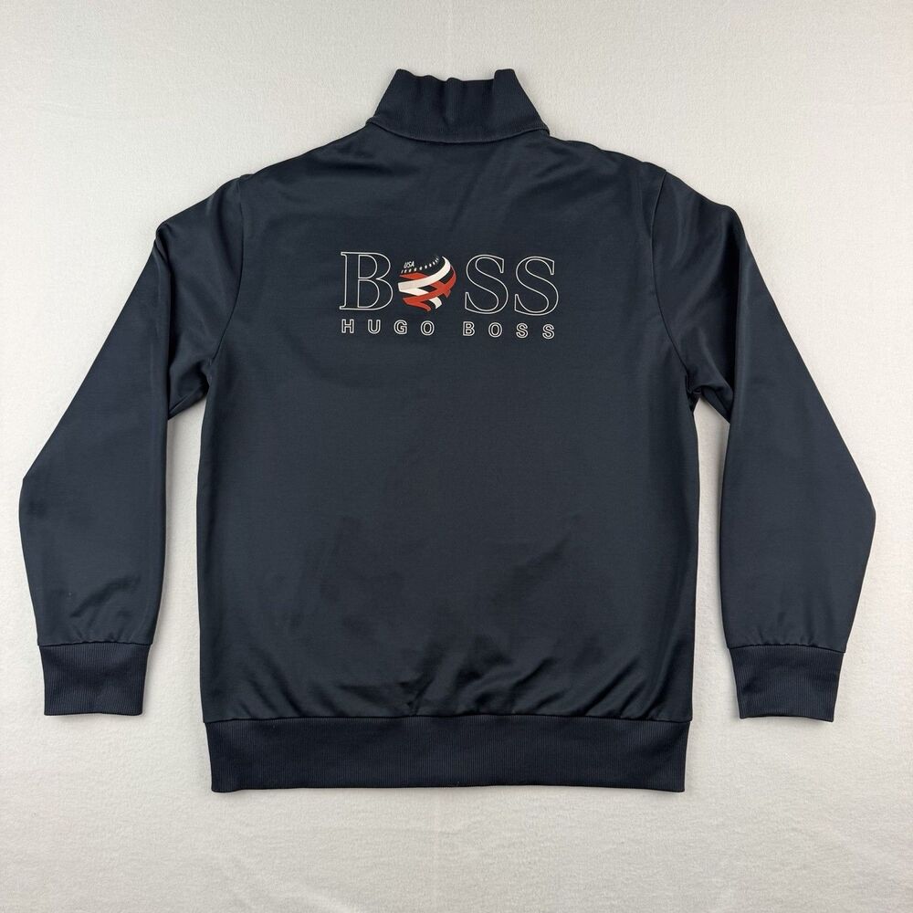 BOSS Hugo Boss USA Flag Full Zip Track Jacket XL Navy Stand Up Collar